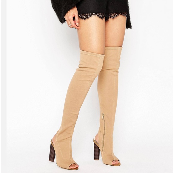 Truffle Peep toe Over the Knee Boot - Picture 1 of 4